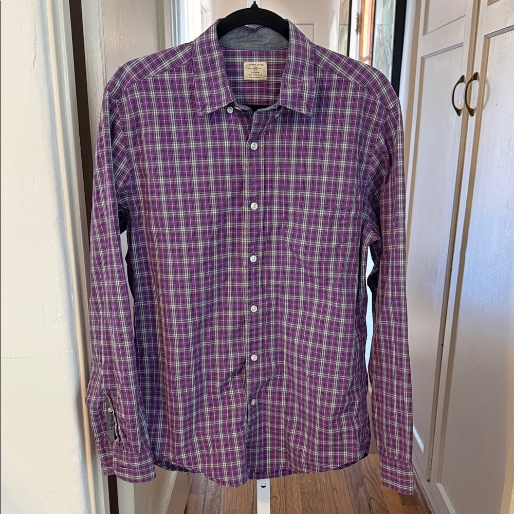 J. Crew Men's Purple Plaid Button-Down Shirt